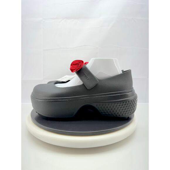 Crocs Stomp Rosette Mary Jane Womens Size 7 Black Red Rose Platform Gothic Shoes - Picture 1 of 11